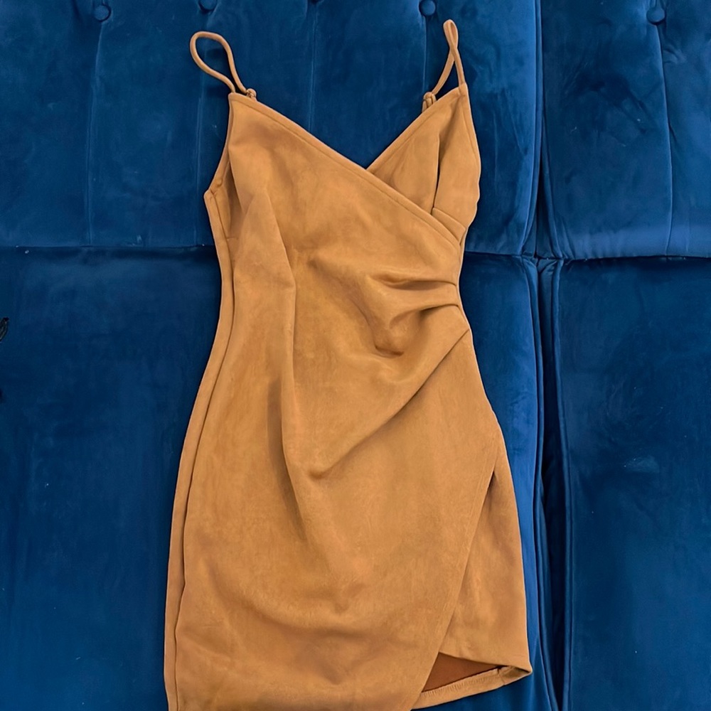 Camel Colored felt mini dress